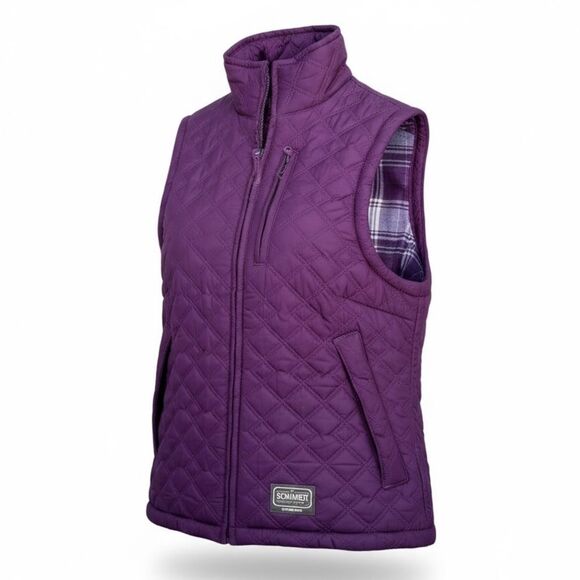 C.E. Schmidt Workwear Purple Plaid Flannel Lined Vest Size Small Work Quilted - Picture 1 of 4